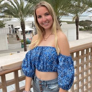 Blue off the shoulder top